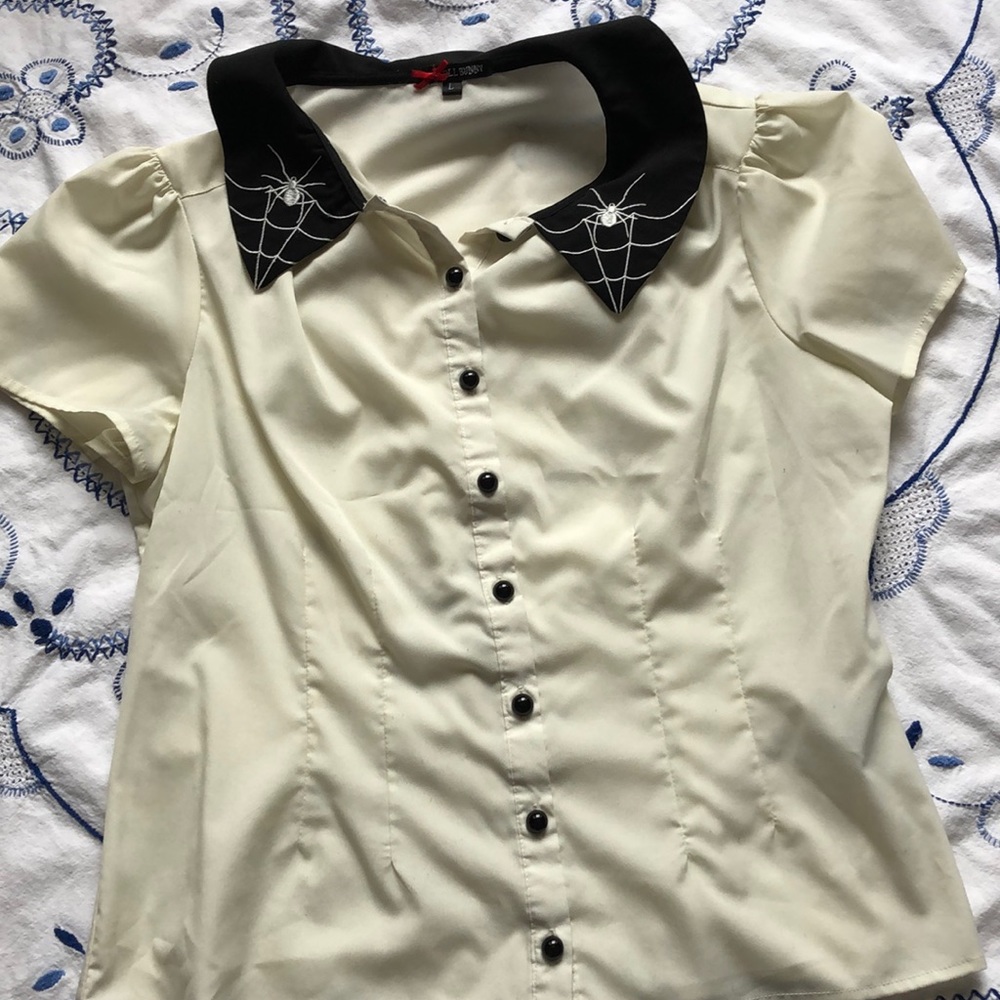 Hell Bunny spider web Collar Halloween blouse